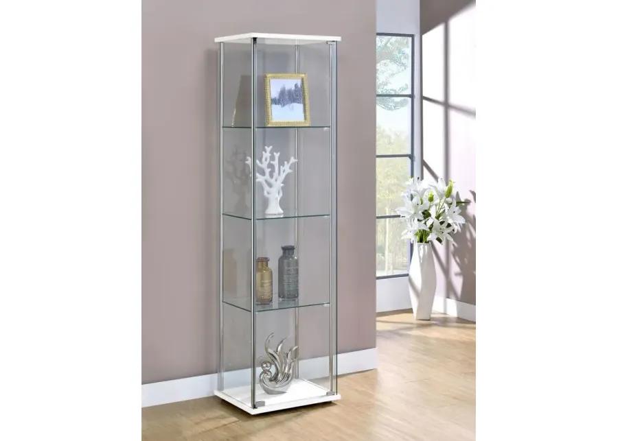 Bellatrix Rectangular 4-shelf Curio Cabinet White and Clear