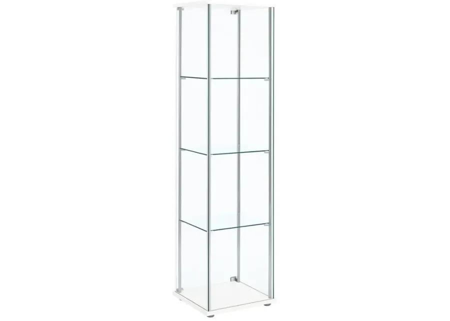 Bellatrix Rectangular 4-shelf Curio Cabinet White and Clear