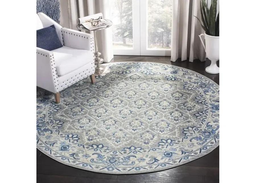 Brentwood 869 Light Grey / Blue 6'-7" X 6'-7" Round Round Powerloomed Rug