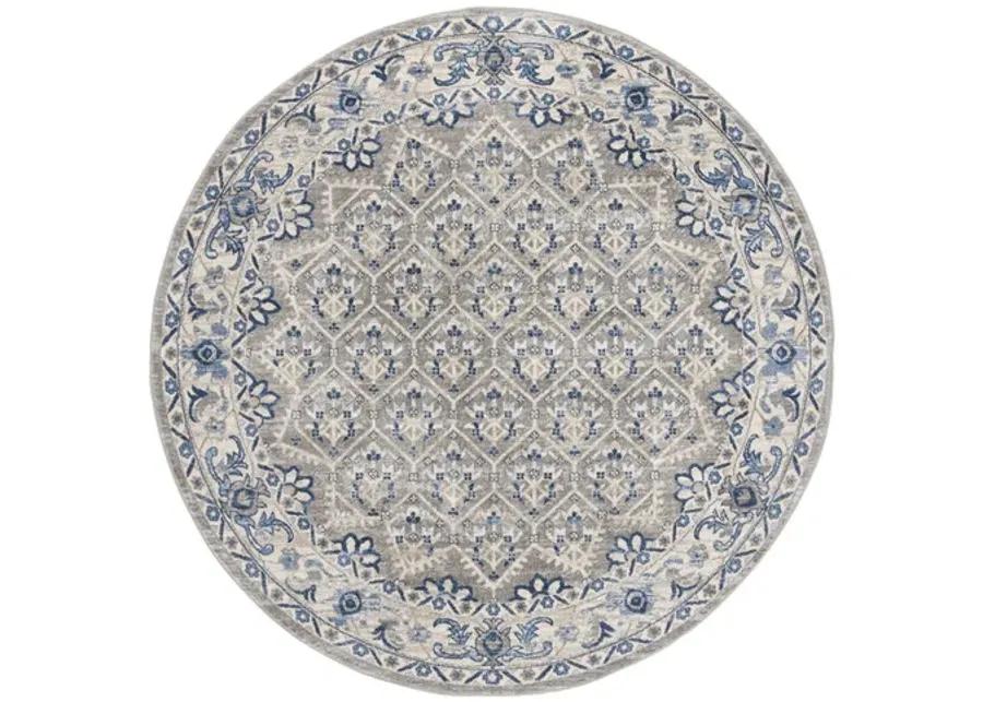 Brentwood 869 Light Grey / Blue 6'-7" X 6'-7" Round Round Powerloomed Rug