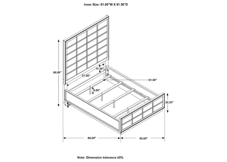 Durango Queen Upholstered Bed Smoked Peppercorn and Grey