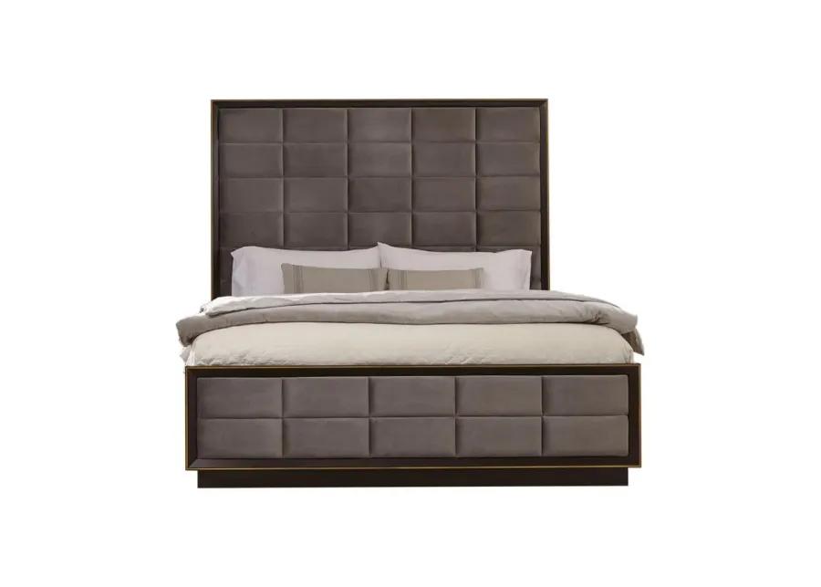 Durango Queen Upholstered Bed Smoked Peppercorn and Grey