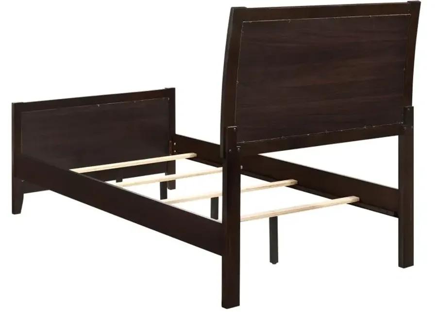 Carlton Twin Upholstered Panel Bed Cappuccino and Black