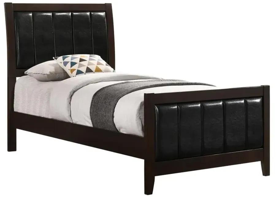 Carlton Twin Upholstered Panel Bed Cappuccino and Black