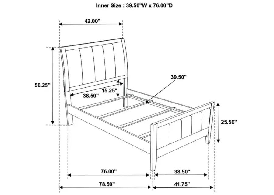 Carlton Twin Upholstered Panel Bed Cappuccino and Black