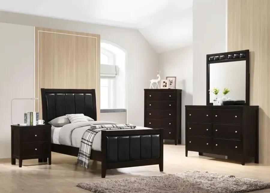 Carlton Twin Upholstered Panel Bed Cappuccino and Black