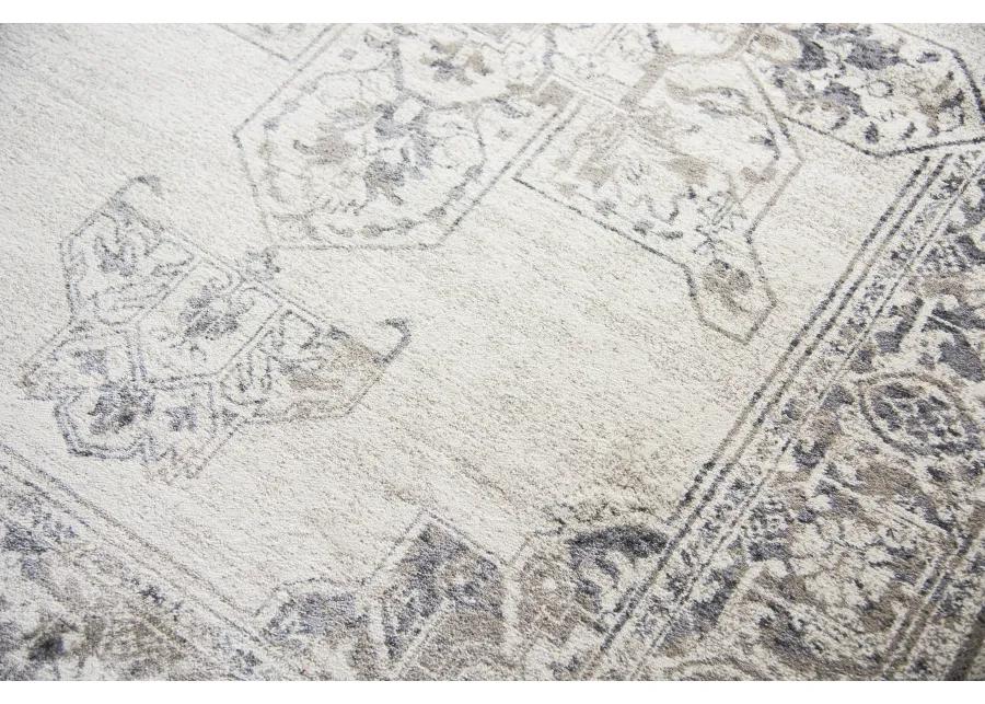 Panache Natural/Beige Central Medallion Motif Distress  Polypropylene 6'7" x 9'6" Rectangle Rug