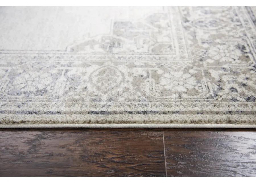 Panache Natural/Beige Central Medallion Motif Distress  Polypropylene 6'7" x 9'6" Rectangle Rug