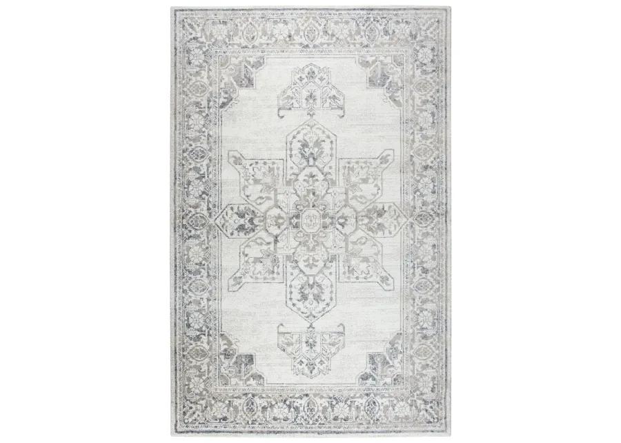 Panache Natural/Beige Central Medallion Motif Distress  Polypropylene 6'7" x 9'6" Rectangle Rug