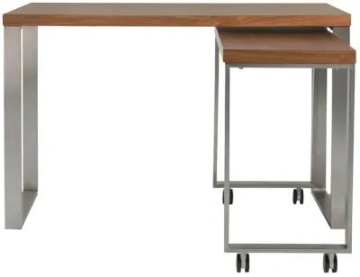 Dillon Desk in American Walnut Veneer with Brushed Stainless Steel Base