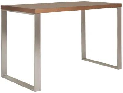 Dillon Desk in American Walnut Veneer with Brushed Stainless Steel Base