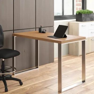 Dillon Desk in American Walnut Veneer with Brushed Stainless Steel Base