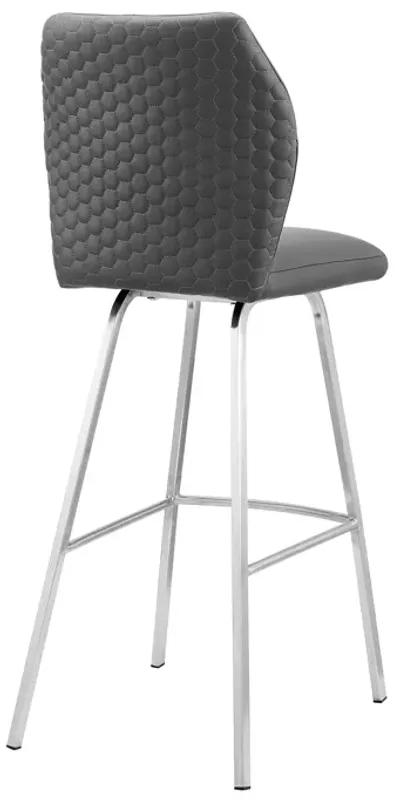 Tandy Gray Faux Leather and Brushed Stainless Steel 30" Bar Stool