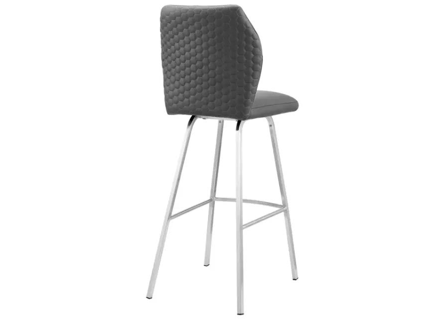 Tandy Gray Faux Leather and Brushed Stainless Steel 30" Bar Stool