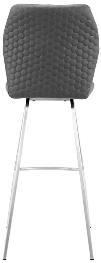 Tandy Gray Faux Leather and Brushed Stainless Steel 30" Bar Stool