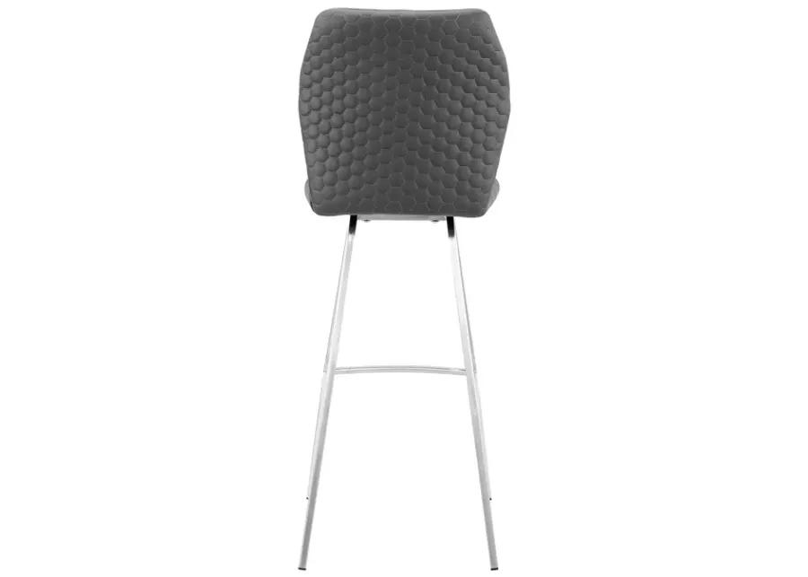 Tandy Gray Faux Leather and Brushed Stainless Steel 30" Bar Stool