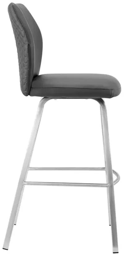 Tandy Gray Faux Leather and Brushed Stainless Steel 30" Bar Stool