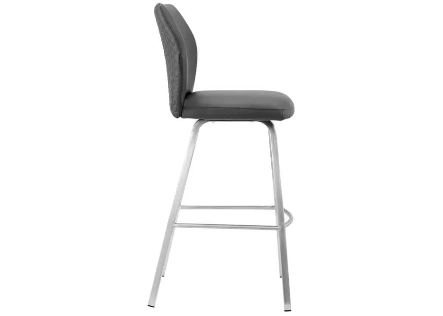 Tandy Gray Faux Leather and Brushed Stainless Steel 30" Bar Stool