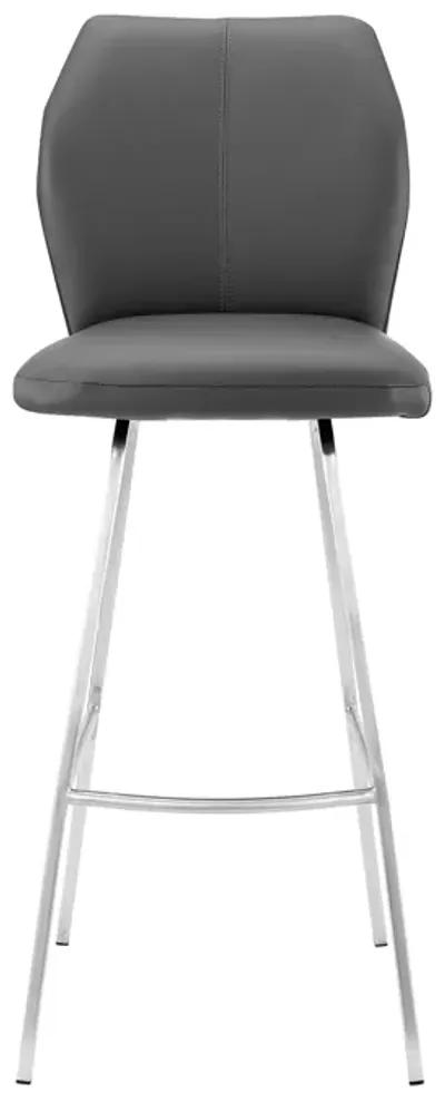 Tandy Gray Faux Leather and Brushed Stainless Steel 30" Bar Stool