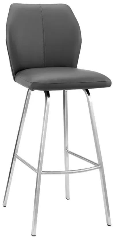 Tandy Gray Faux Leather and Brushed Stainless Steel 30" Bar Stool