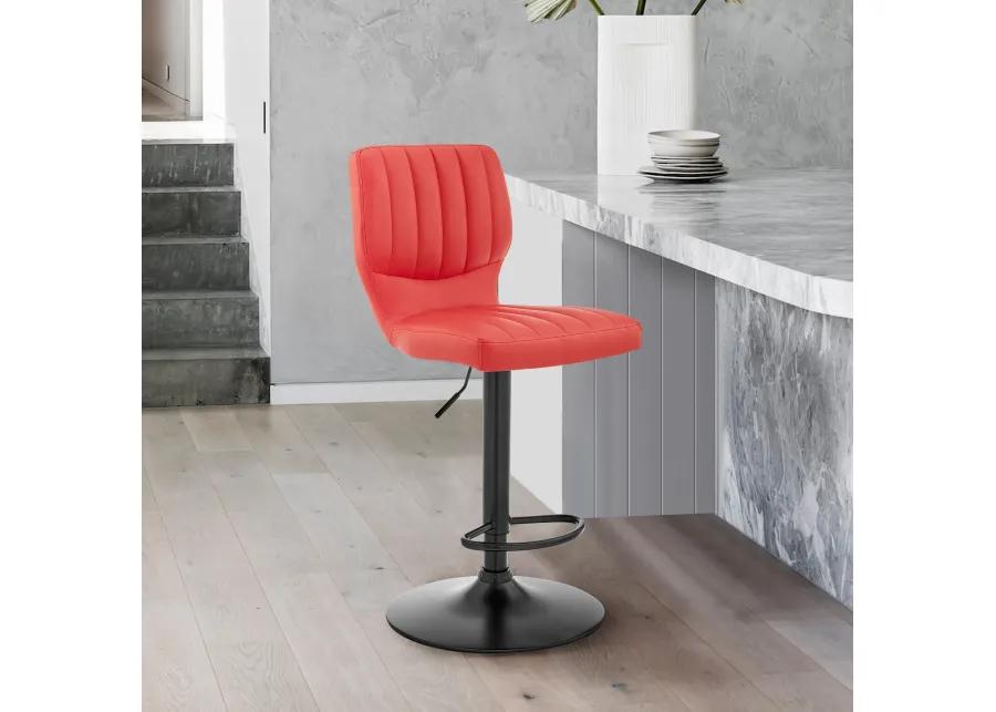 Bardot Adjustable Height Red Faux Leather Swivel Bar Stool