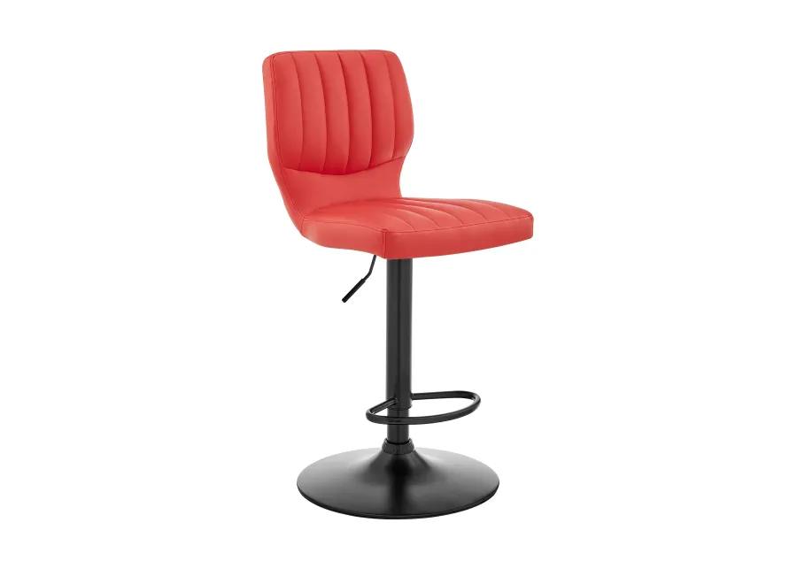 Bardot Adjustable Height Red Faux Leather Swivel Bar Stool