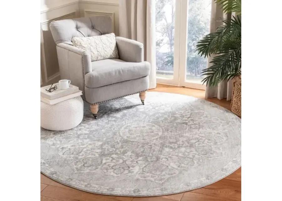 Brentwood 802 Grey / Ivory 8' X 8' Round Round Powerloomed Rug