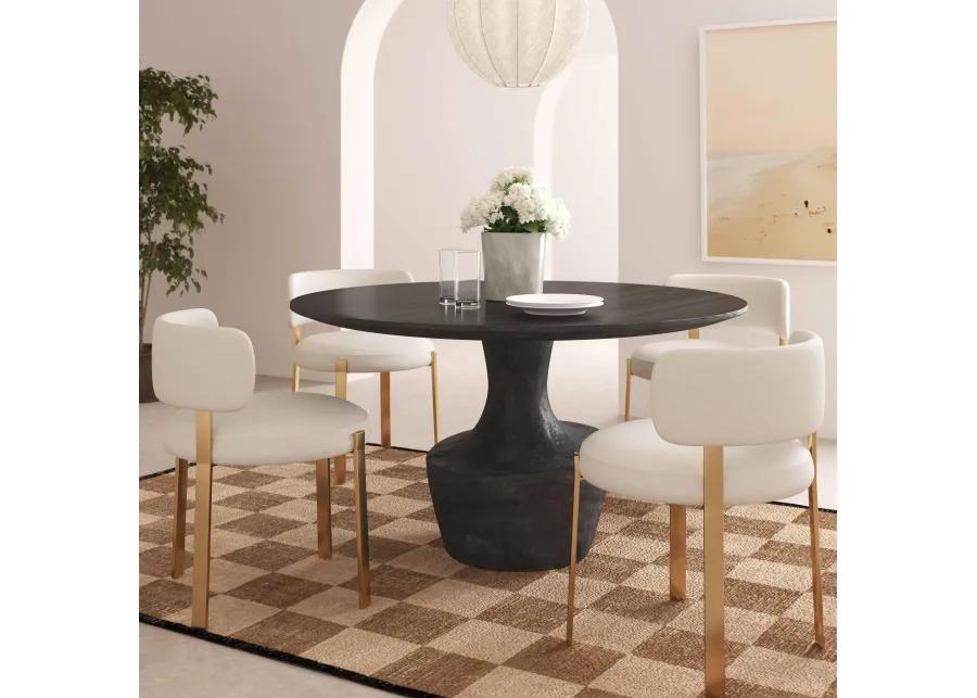 Gevra Black Acacia & Faux Plaster Dining Table