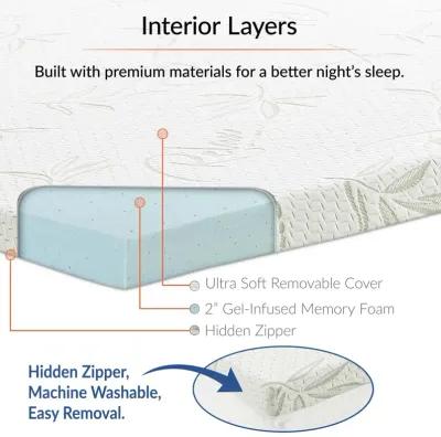 Relax Queen 2" Gel Memory Foam Mattress Topper