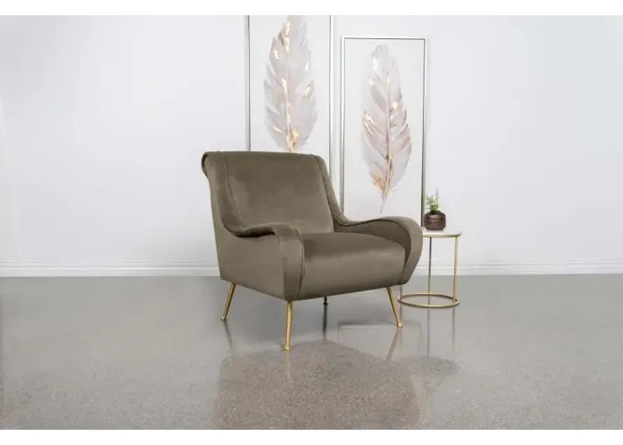 Ricci Upholstered Saddle Arms Accent Chair Truffle and Gold