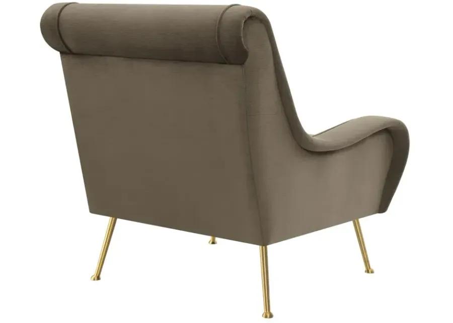 Ricci Upholstered Saddle Arms Accent Chair Truffle and Gold