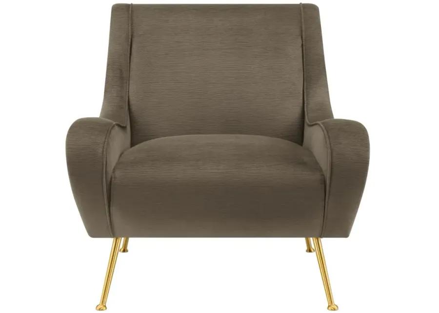 Ricci Upholstered Saddle Arms Accent Chair Truffle and Gold