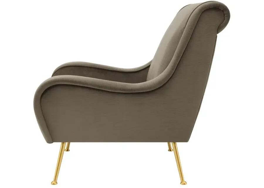 Ricci Upholstered Saddle Arms Accent Chair Truffle and Gold