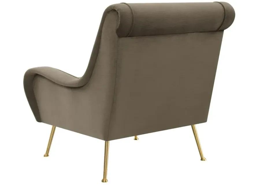 Ricci Upholstered Saddle Arms Accent Chair Truffle and Gold