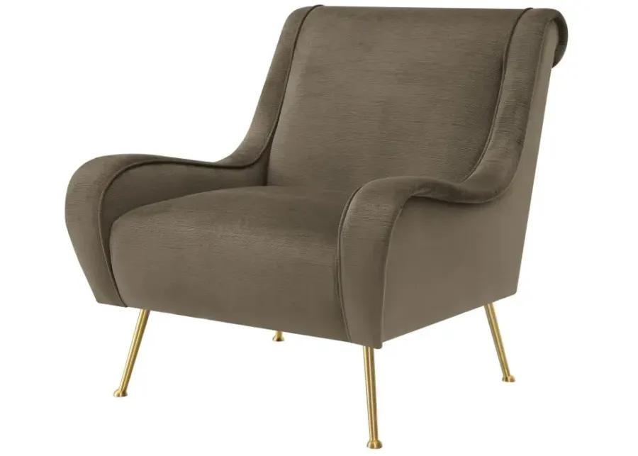 Ricci Upholstered Saddle Arms Accent Chair Truffle and Gold