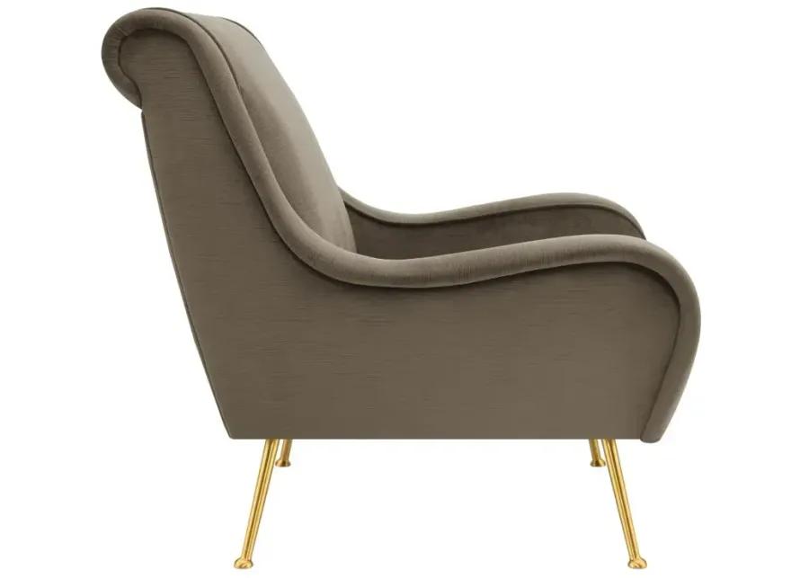 Ricci Upholstered Saddle Arms Accent Chair Truffle and Gold