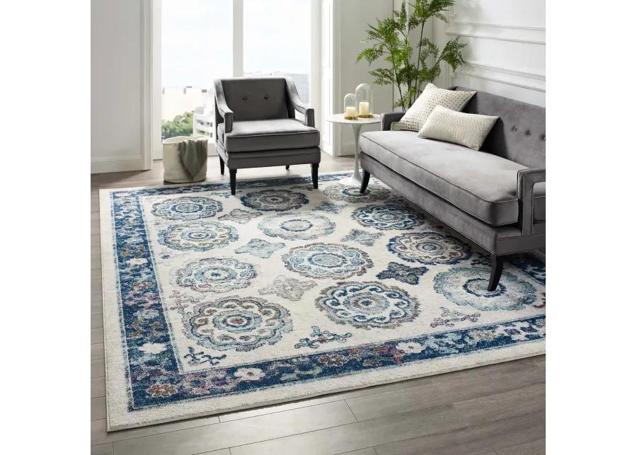 Entourage Odile Distressed Floral Moroccan Trellis 8x10 Area Rug