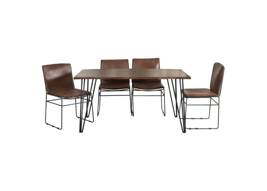 Topeka 5-piece Dining Set Mango Cocoa and Gunmetal