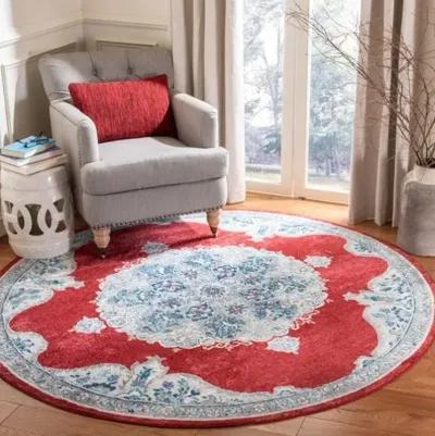 Brentwood 867 Red / Ivory 3' X 3' Round Round Powerloomed Rug