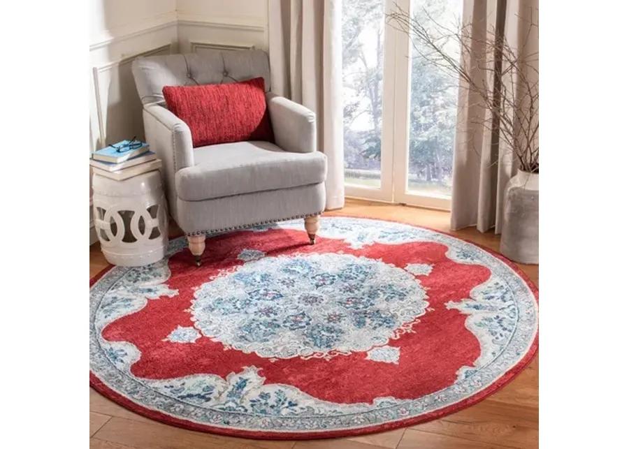 Brentwood 867 Red / Ivory 3' X 3' Round Round Powerloomed Rug