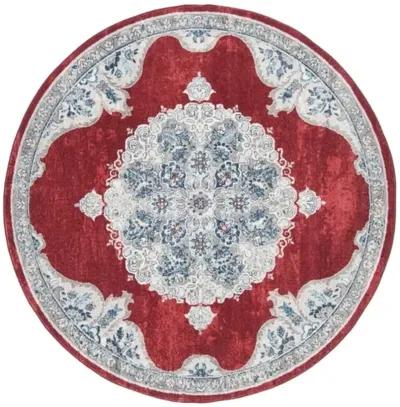 Brentwood 867 Red / Ivory 3' X 3' Round Round Powerloomed Rug