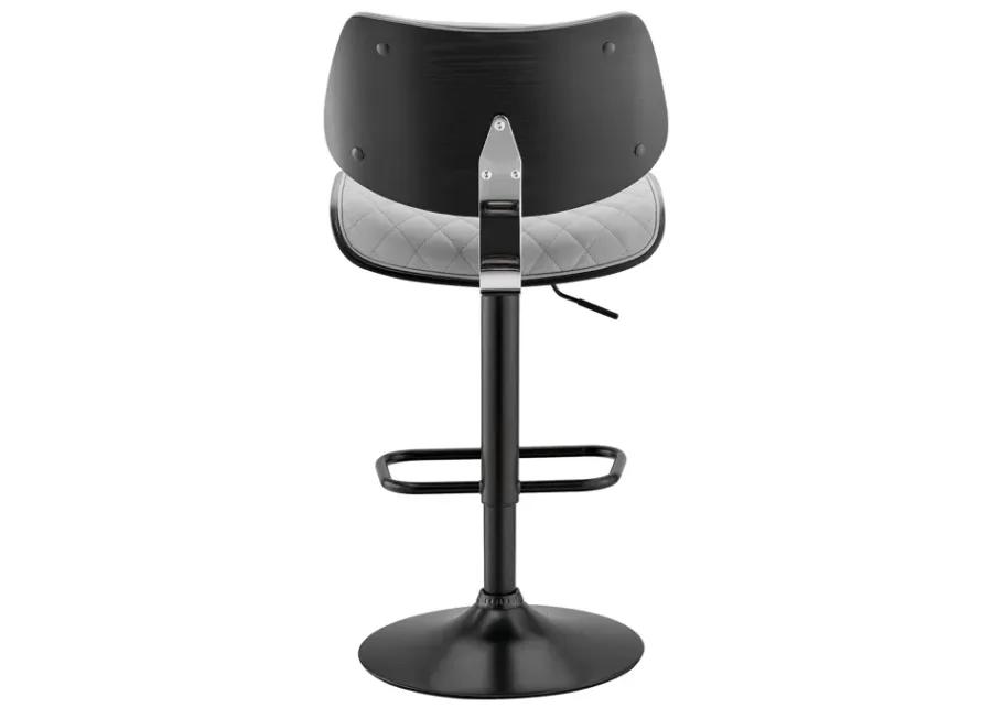 Leland Adjustable Gray Faux Leather and Black Finish Bar Stool