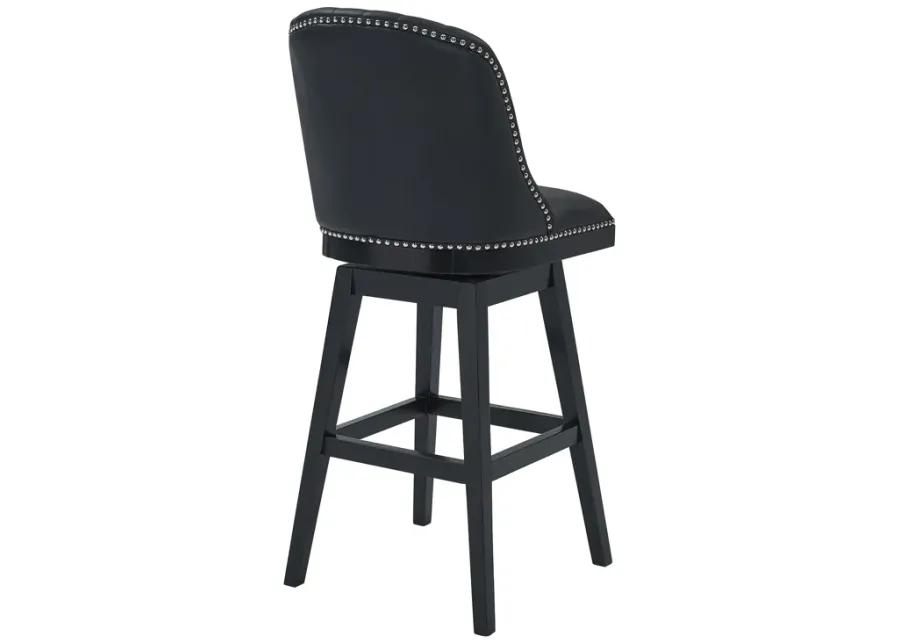 Journey 26" Counter Height Swivel Black Faux Leather and Black Wood Bar Stool