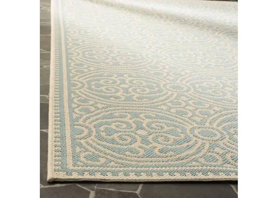 LINDEN 134 Collection LND134L-6SQ Cream / Aqua 6'-7" X 6'-7" Square