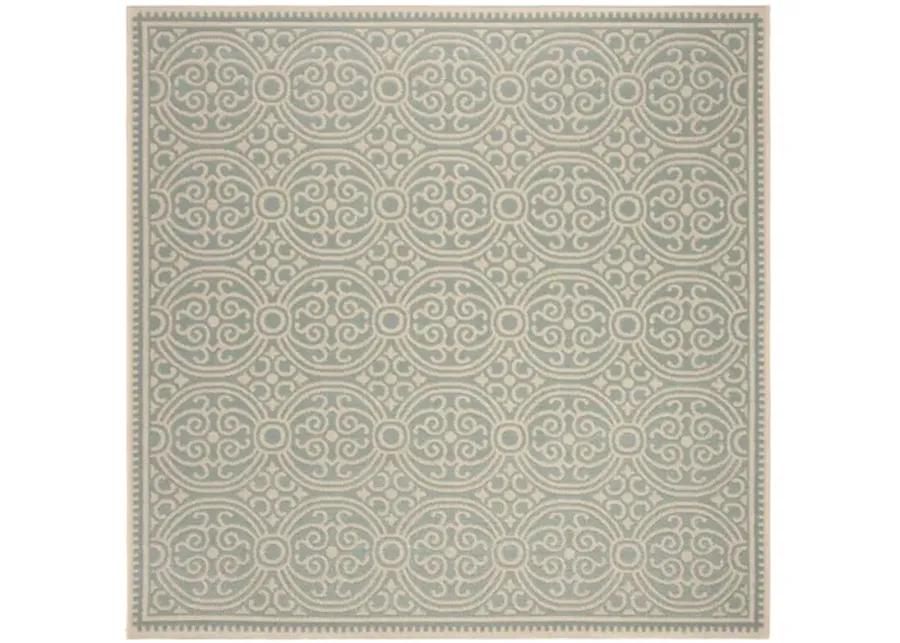 LINDEN 134 Collection LND134L-6SQ Cream / Aqua 6'-7" X 6'-7" Square