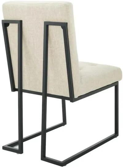 Privy Black Stainless Steel Upholstered Fabric Dining Chair Set of 2