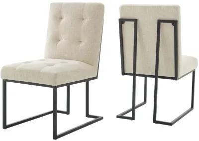 Privy Black Stainless Steel Upholstered Fabric Dining Chair Set of 2