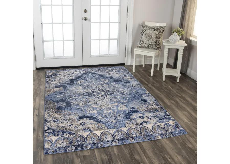 Marquise Blue  Polypropylene  5'2" x 7'3" Rectangle Rug