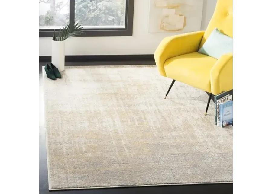 ADIRONDACK Contemporary Creme / Gold 2'-6" X 10' Powerloomed Rug