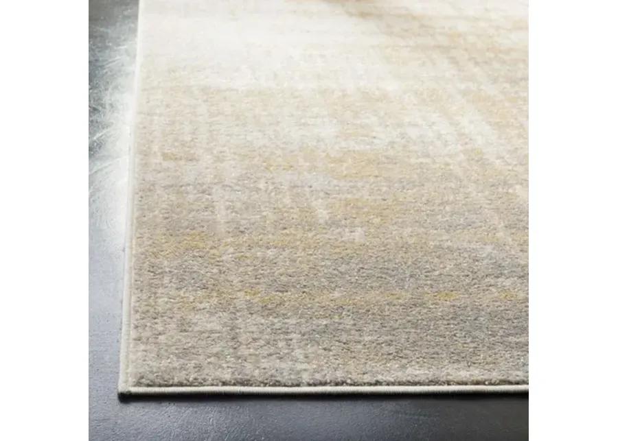 ADIRONDACK Contemporary Creme / Gold 2'-6" X 10' Powerloomed Rug